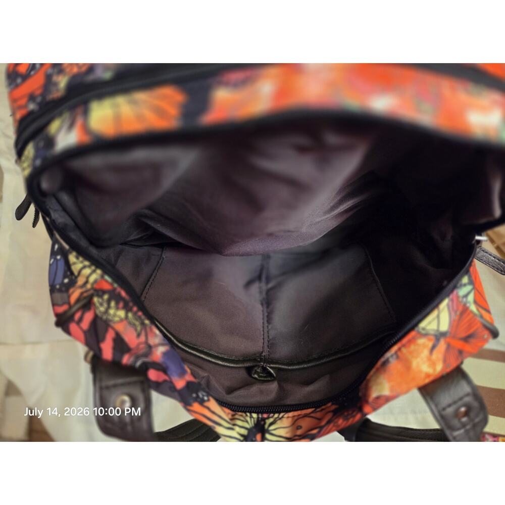 Rosetti Multicolor Butterfly Satchel Top Handle Bag Black Straps Zip Pockets - Picture 5 of 5